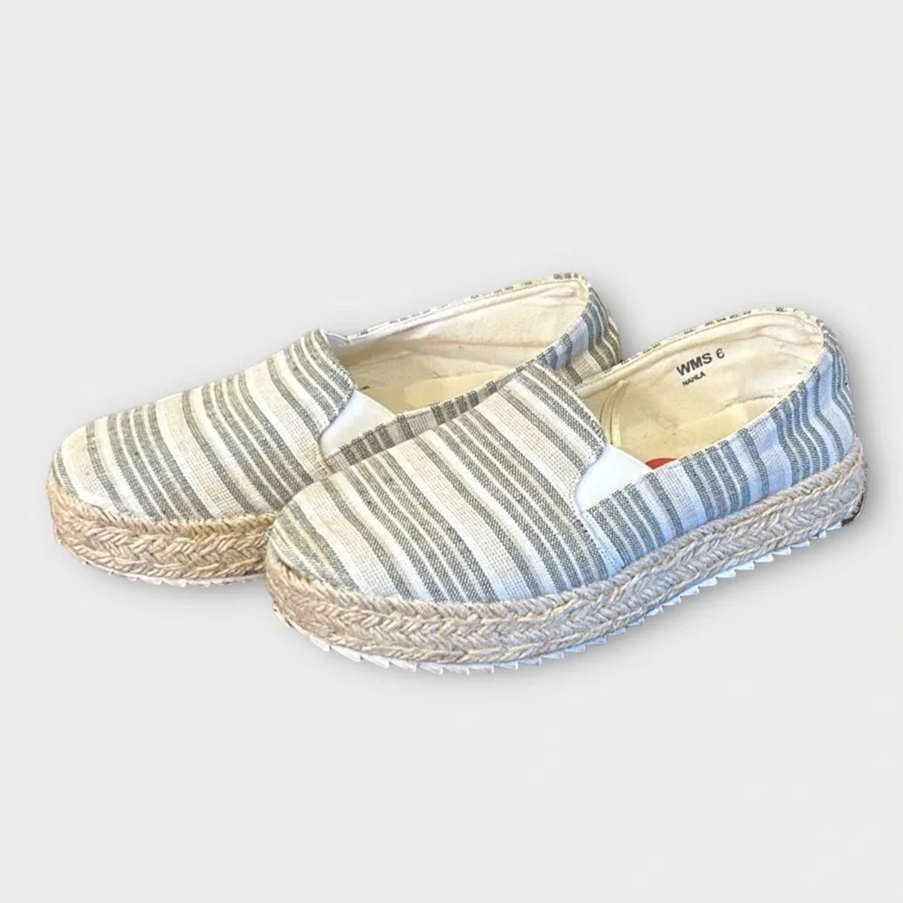 Report Nahla Striped Espadrille Platform Flats Size 6 - Picture 9 of 10